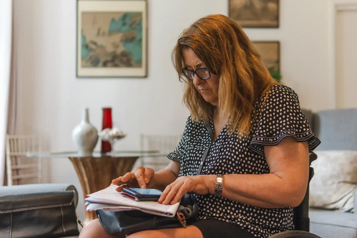 Woman using her mobile phone