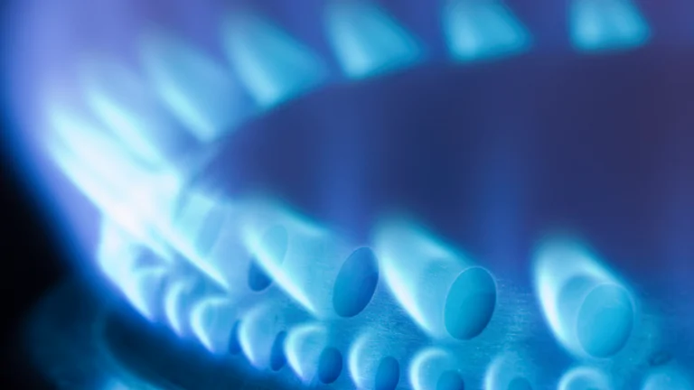 Image shows blue gas flame from stove